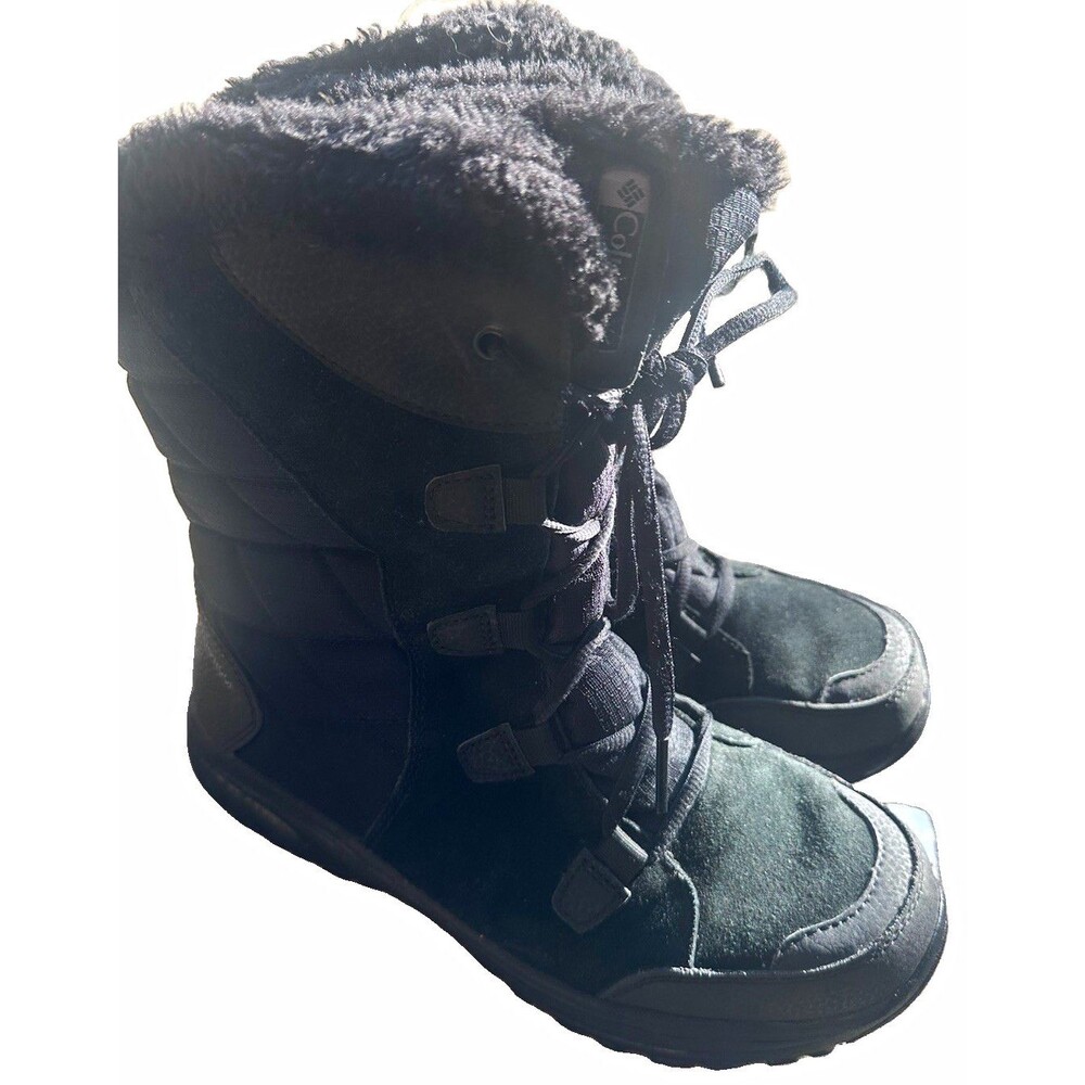 Columbia Women’s Waterproof Winter Snow Boots Faux Fur Black Size 9 Lace Up